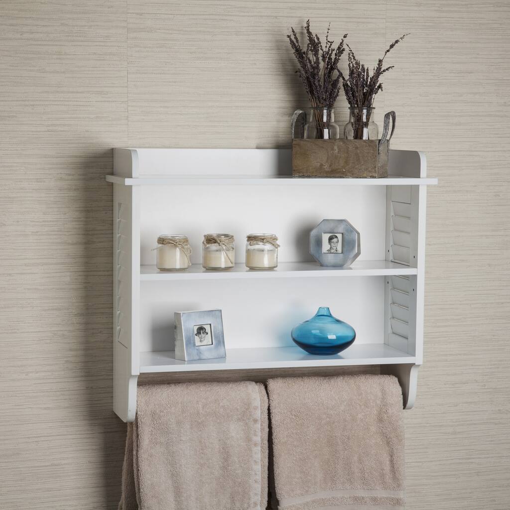 Danya B. White Bath Cabinet with Adjustable Shelf and Towel Bar