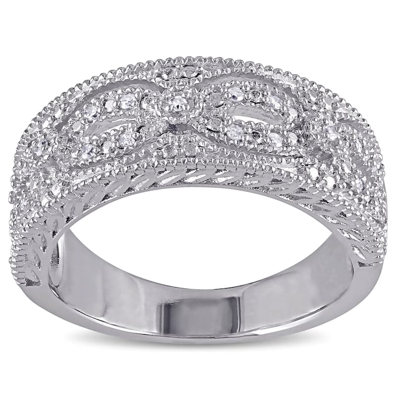 Miadora Sterling Silver 1/10ct TDW Diamond Ring