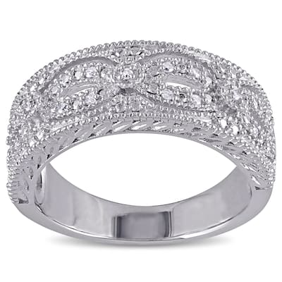 Miadora Sterling Silver 1/10ct TDW Diamond Ring