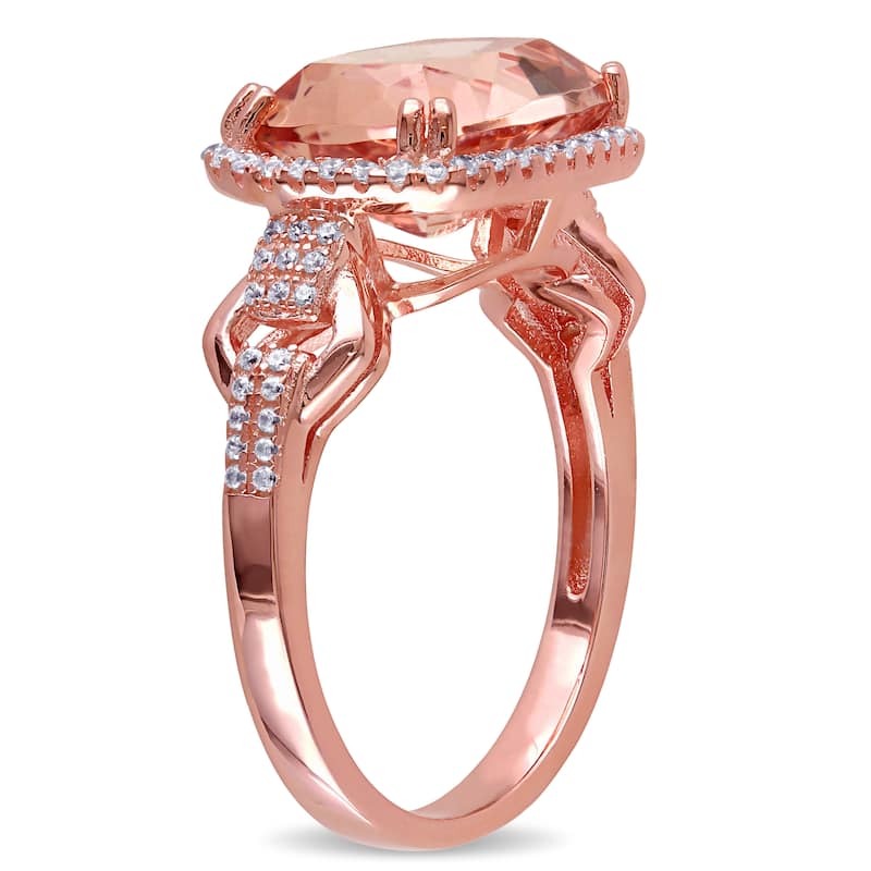 Miadora Rose Plated Silver Imitation Morganite and Cubic Zirconia Cocktail Ring - Pink