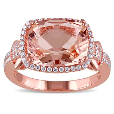 Miadora Rose Plated Silver Imitation Morganite and Cubic Zirconia Cocktail Ring - Pink