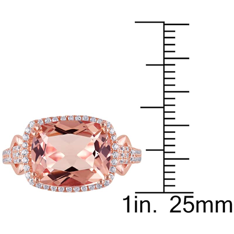 Miadora Rose Plated Silver Imitation Morganite and Cubic Zirconia Cocktail Ring - Pink
