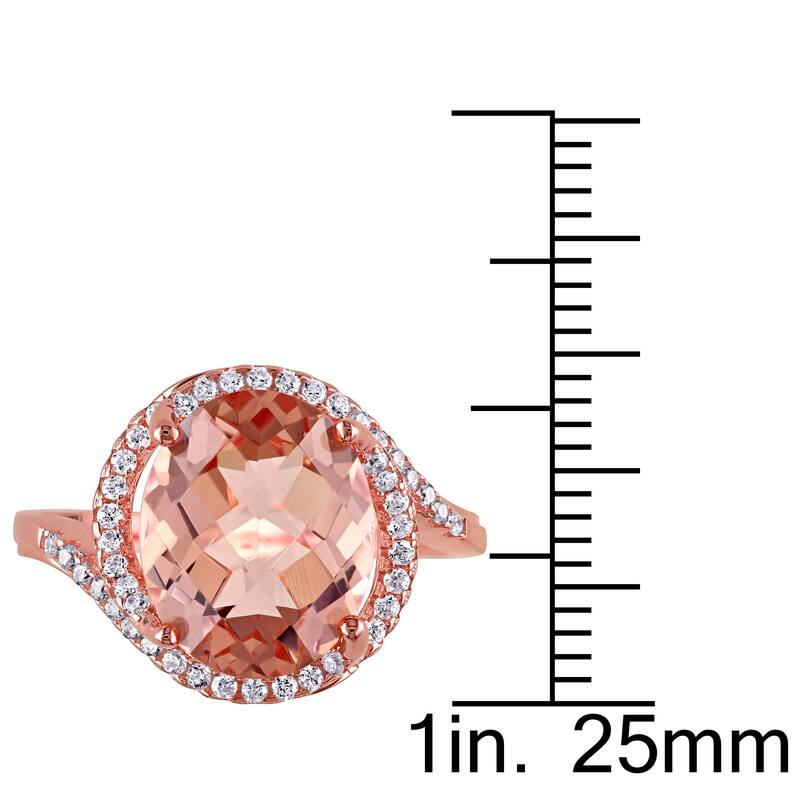 Miadora Sterling Silver Pink Glass and Cubic Zirconia Ring