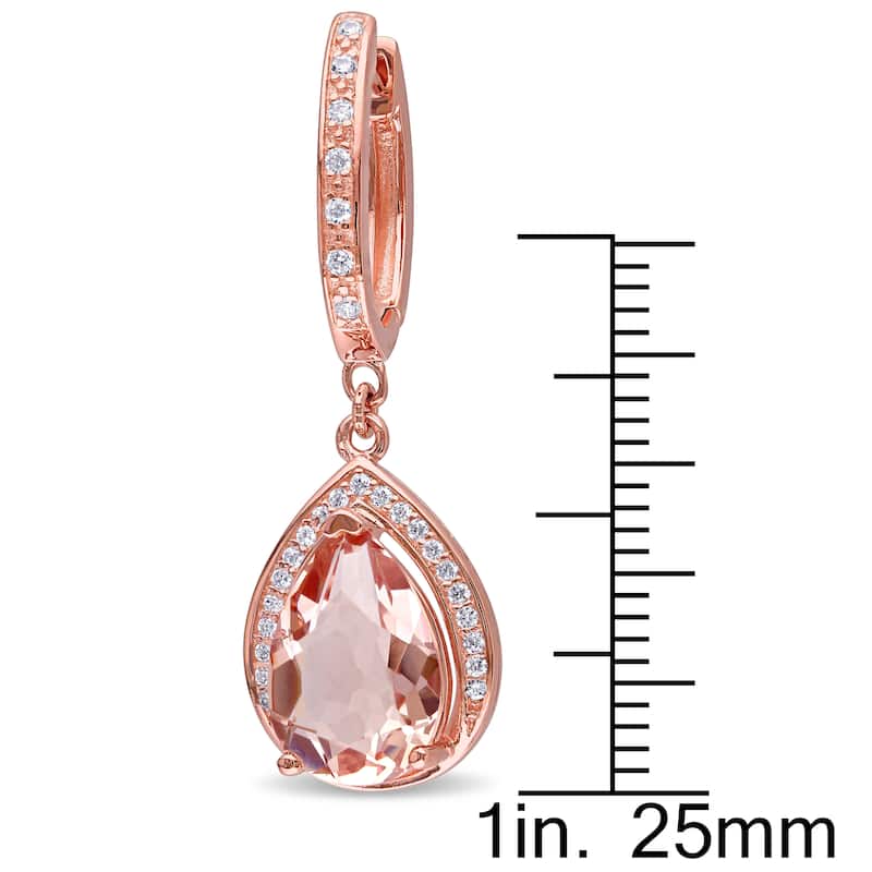 Miadora Rose-plated Sterling Silver Cubic Zirconia and Rose Glass Halo Drop Earrings - Pink