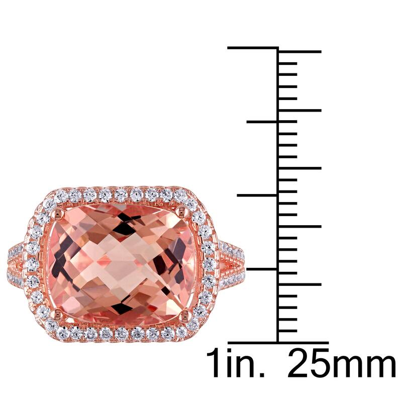 Miadora Sterling Silver Rose Glass/ Cubic Zirconia Side Stones Cocktail Ring