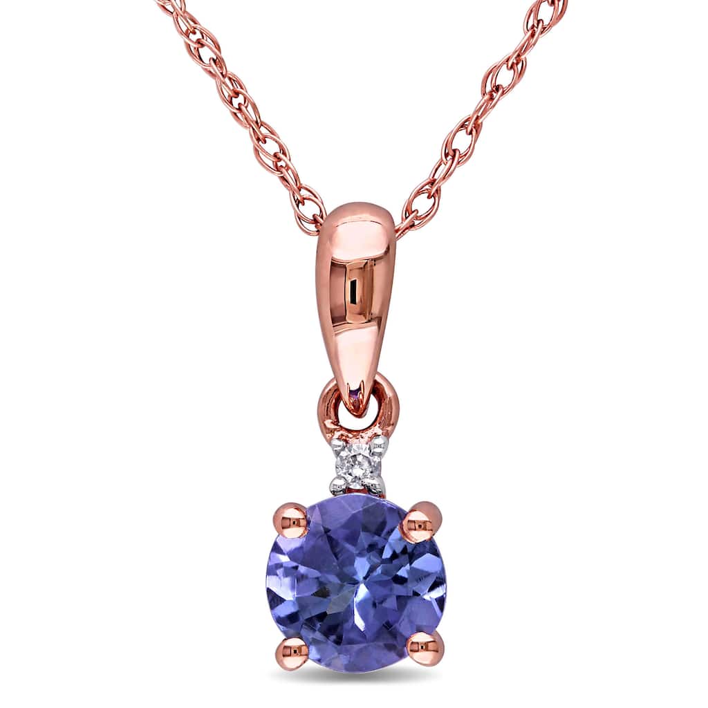 Miadora 10k Rose Gold Tanzanite and Diamond Accent Necklace (G-H, I2-I3) - Purple