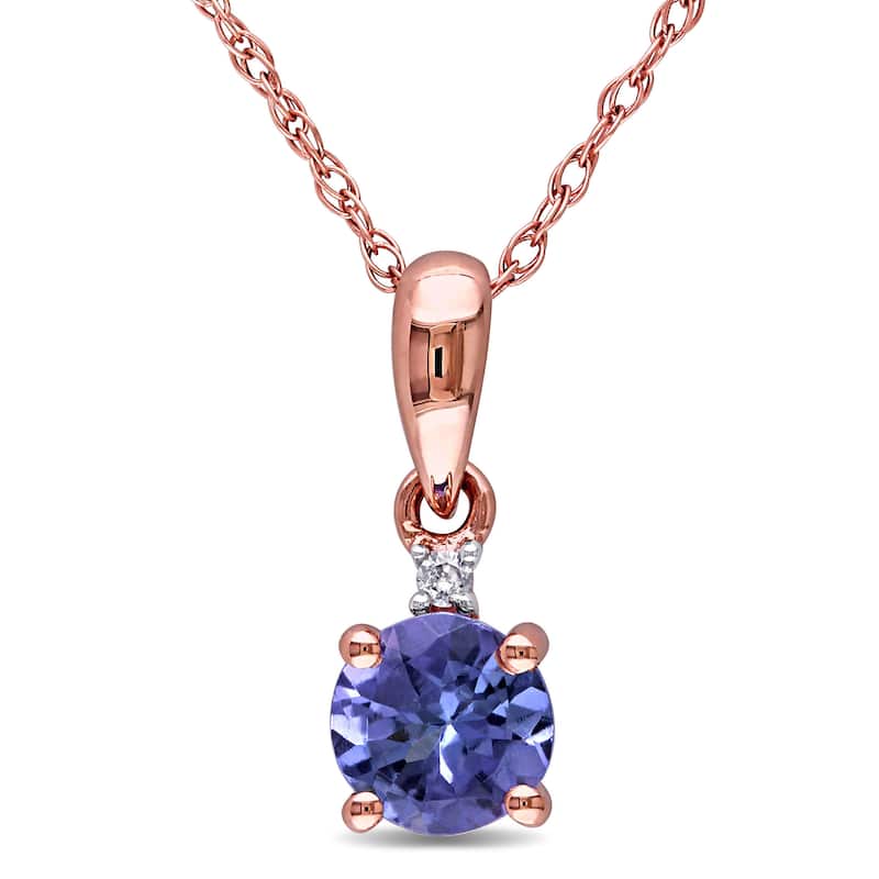 Miadora 10k Rose Gold Tanzanite and Diamond Accent Necklace (G-H, I2-I3) - Purple