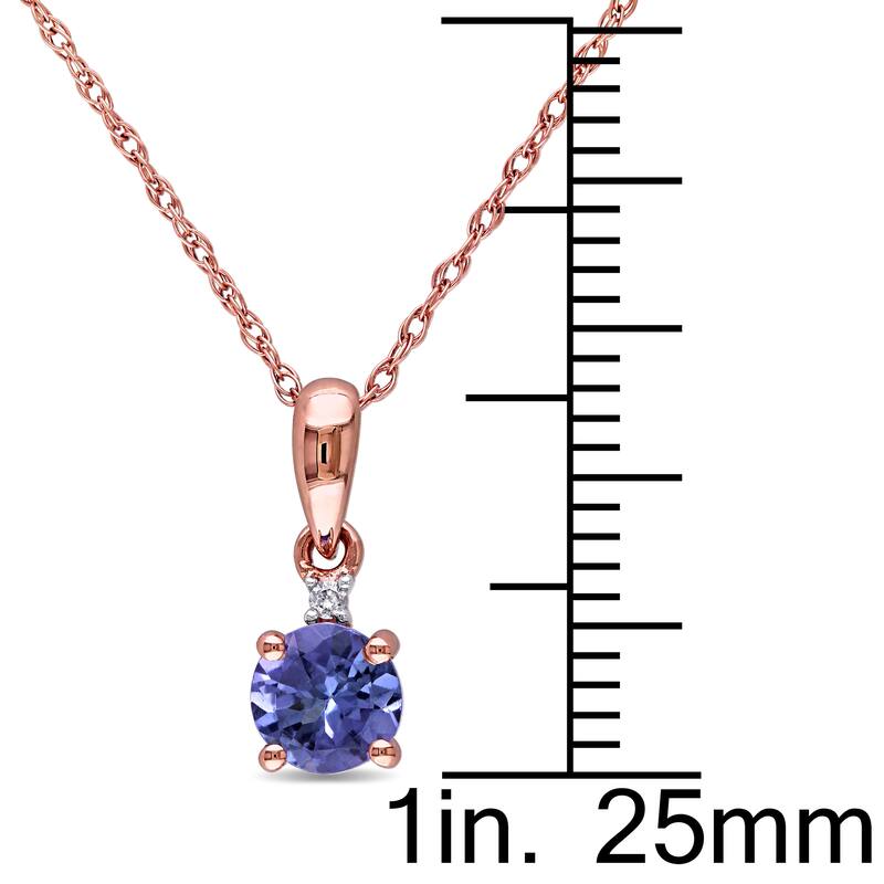 Miadora 10k Rose Gold Tanzanite and Diamond Accent Necklace (G-H, I2-I3) - Purple