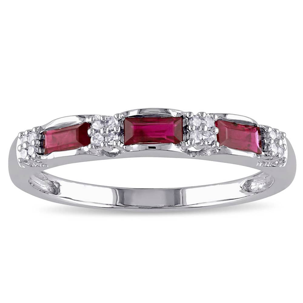 Miadora 10k White Gold Ruby and Diamond Accent Eternity Ring