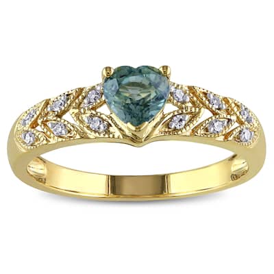 Miadora 10k Yellow Gold Green Sapphire and Diamond Accent Ring