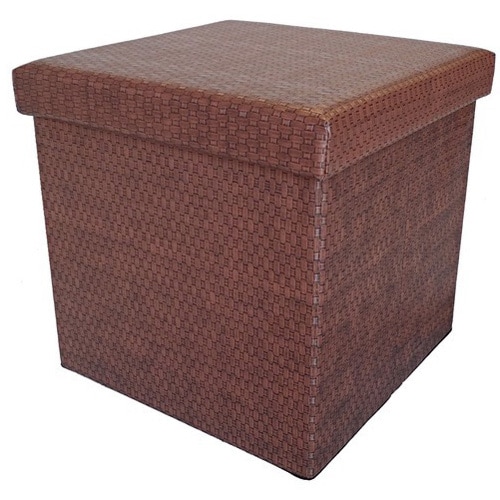 Colonial Wicker-Patterned Vinyl Storage Ottoman - Free Shipping On Advertisement - Colonial Wicker-Patterned Vinyl Storage Ottoman - Free Shipping On
