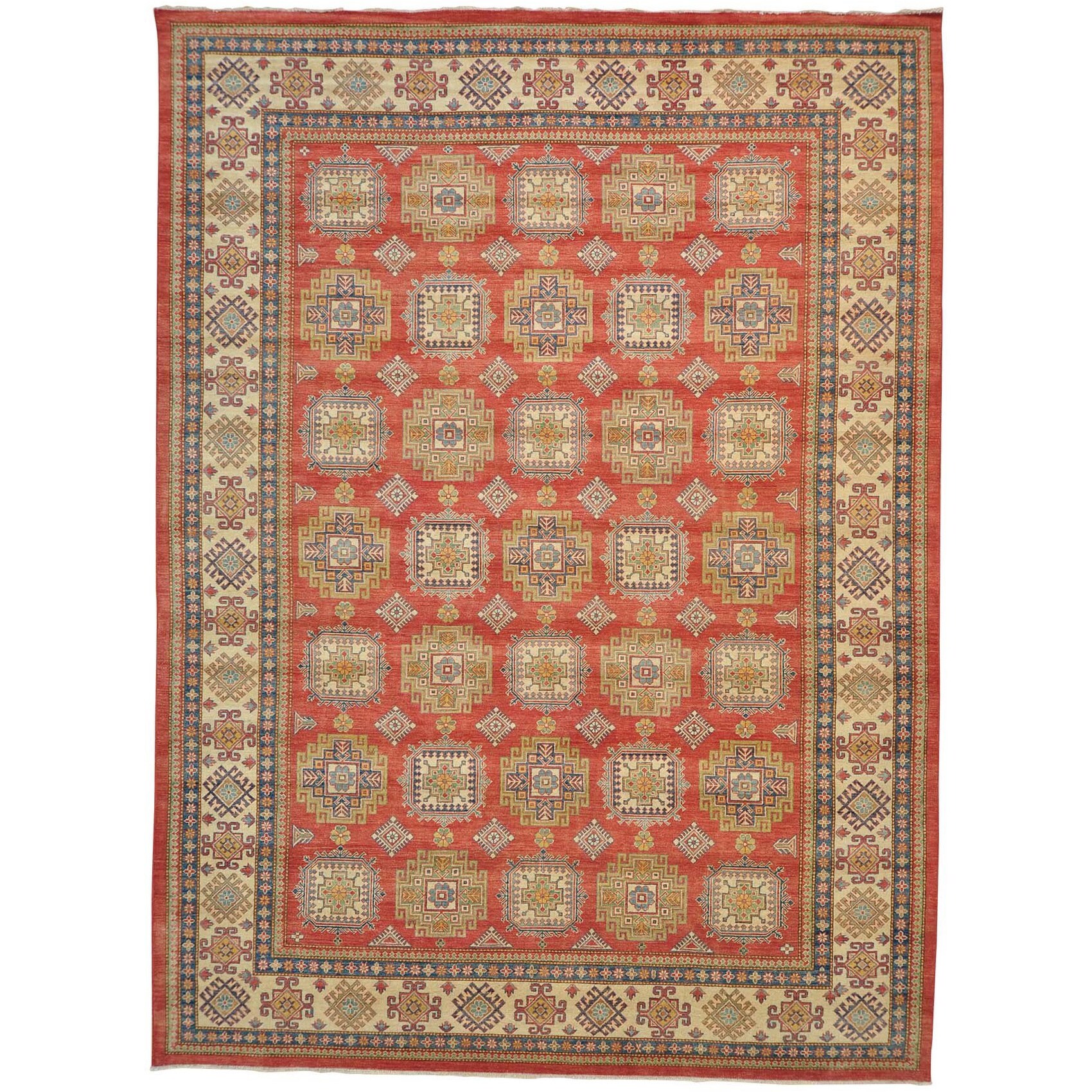 Kazakh Oversize 100 percent Wool Oriental Handmade Rug (127 x 172