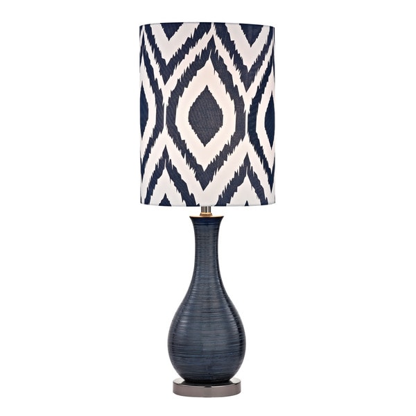 Dimond Navy Blue Textured Ceramic Printed Shade Accent Lamp