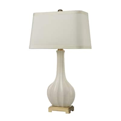 Elk Home Fluted Ceramic White With White Shade 1 Light Table Lamp