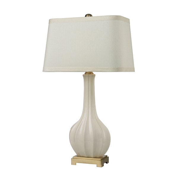 Dimond Fluted Ceramic White Glaze Table Lamp
