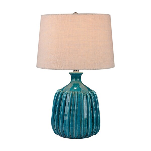 Dimond Ribbed Blues Ceramic Lamp
