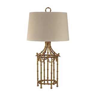Elk Home Bamboo Birdcage Gold Leaf With Ivory Shade 1 Light Table Lamp