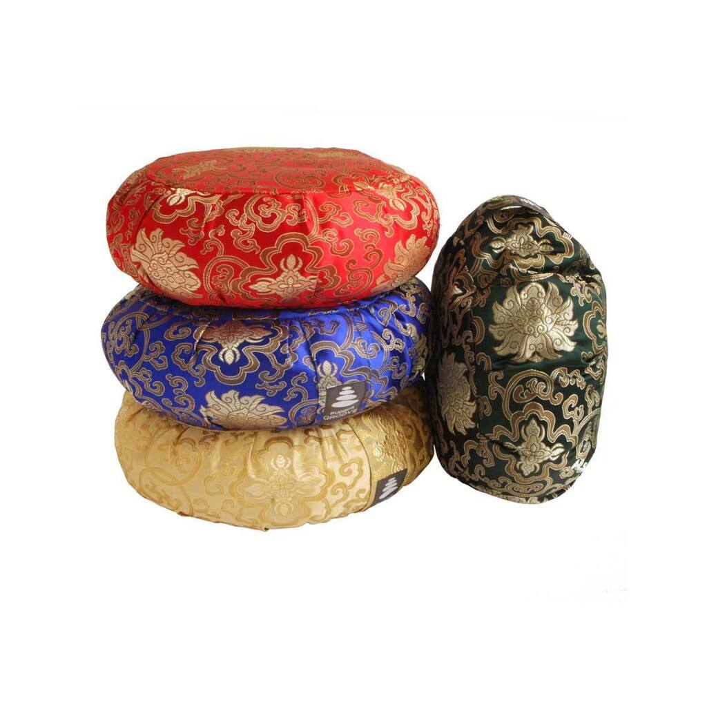 Handmade Travel Size Brocade Zafu Cushion (India)