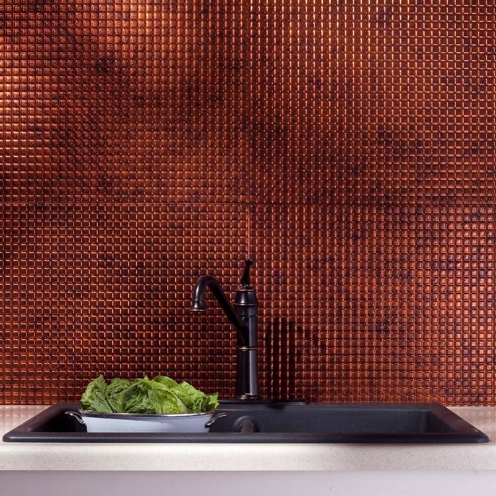 Fasade Square Moonstone Copper 15-square Foot Backsplash Kit