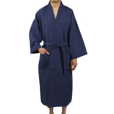 Leisureland Men's Waffle Weave 48-inch Kimono Robe