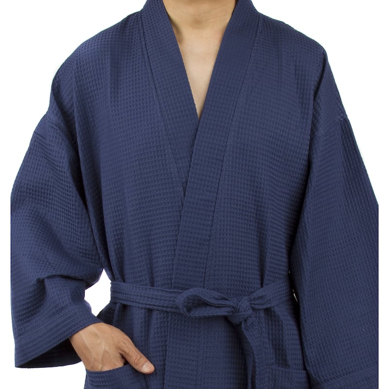 Leisureland Men's Waffle Weave 48-inch Kimono Robe