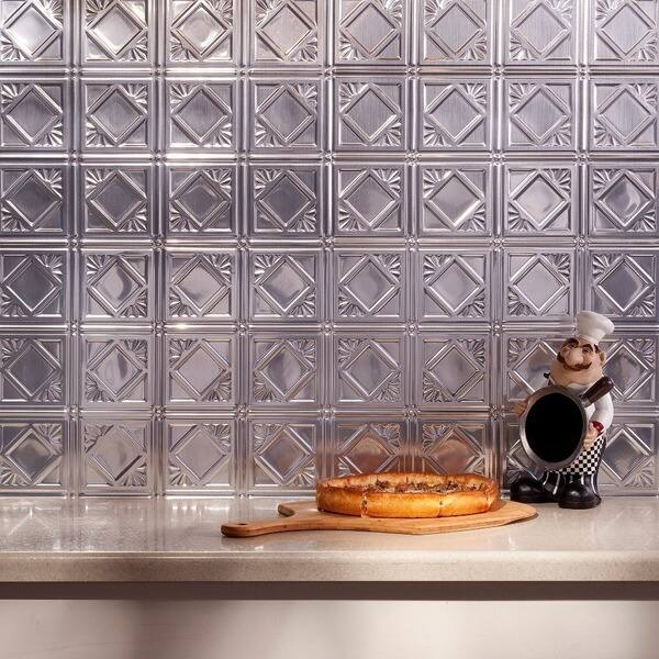 Fasade® Traditional 4 Brushed Aluminum Backsplash Kit - 15 Sq. Ft.