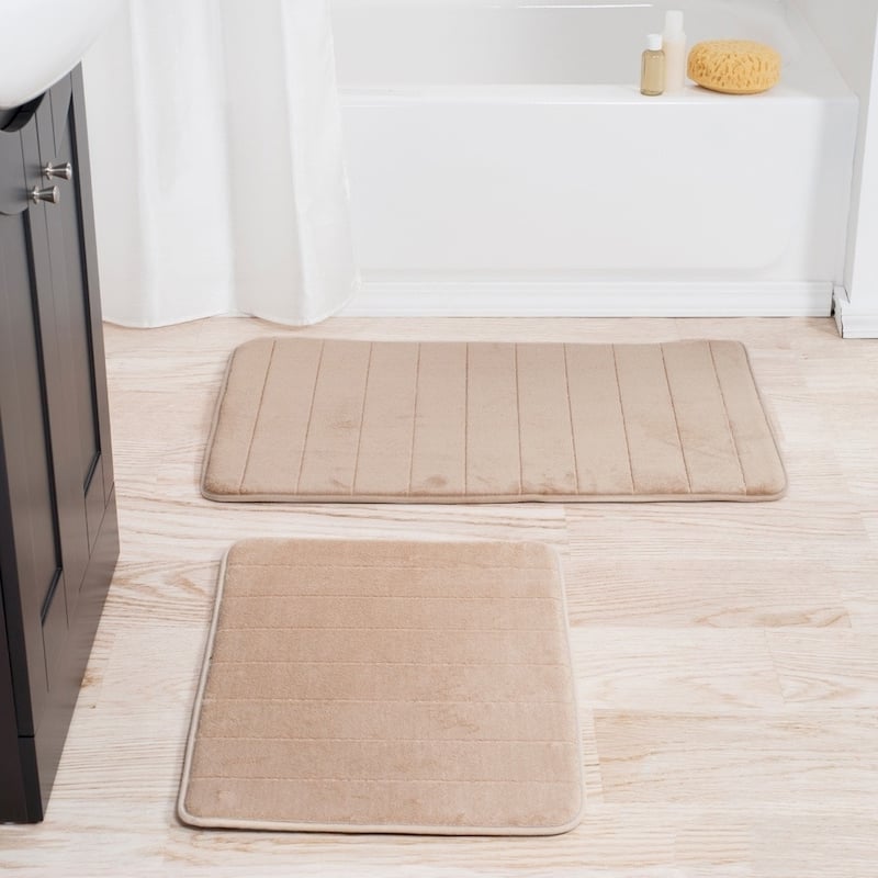 Bathroom Rugs - 2-Piece Memory Foam Bath Mats with Microfiber Top by Windsor Home