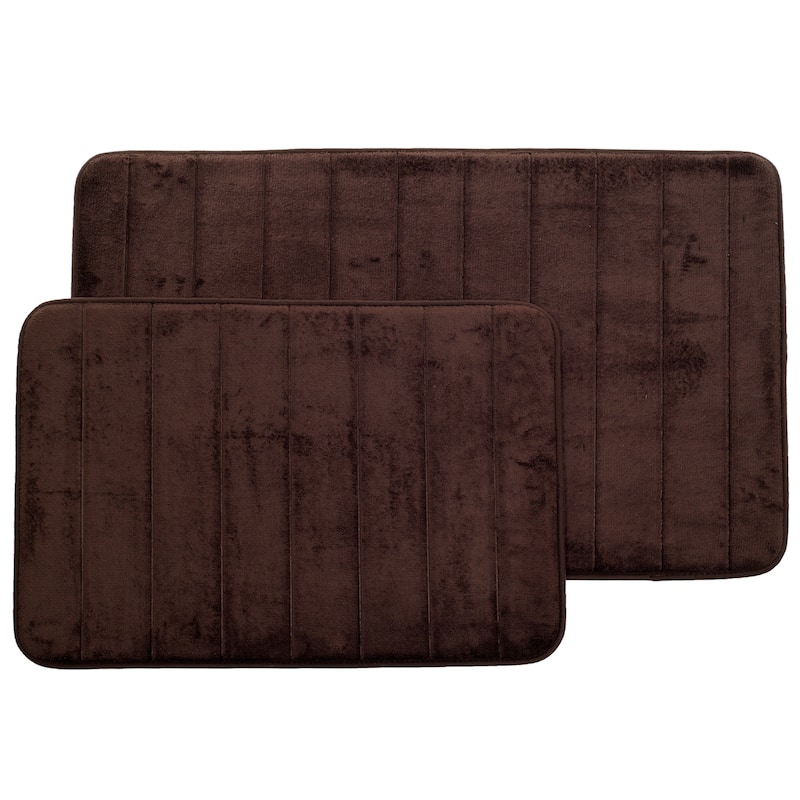 Bathroom Rugs - 2-Piece Memory Foam Bath Mats with Microfiber Top by Windsor Home