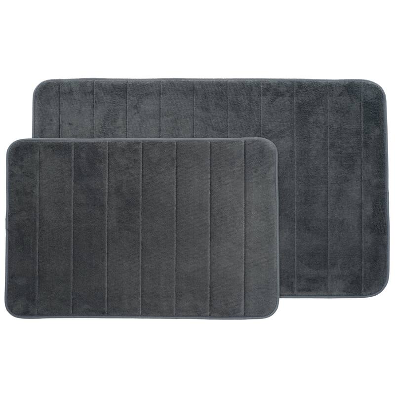 Bathroom Rugs - 2-Piece Memory Foam Bath Mats with Microfiber Top by Windsor Home