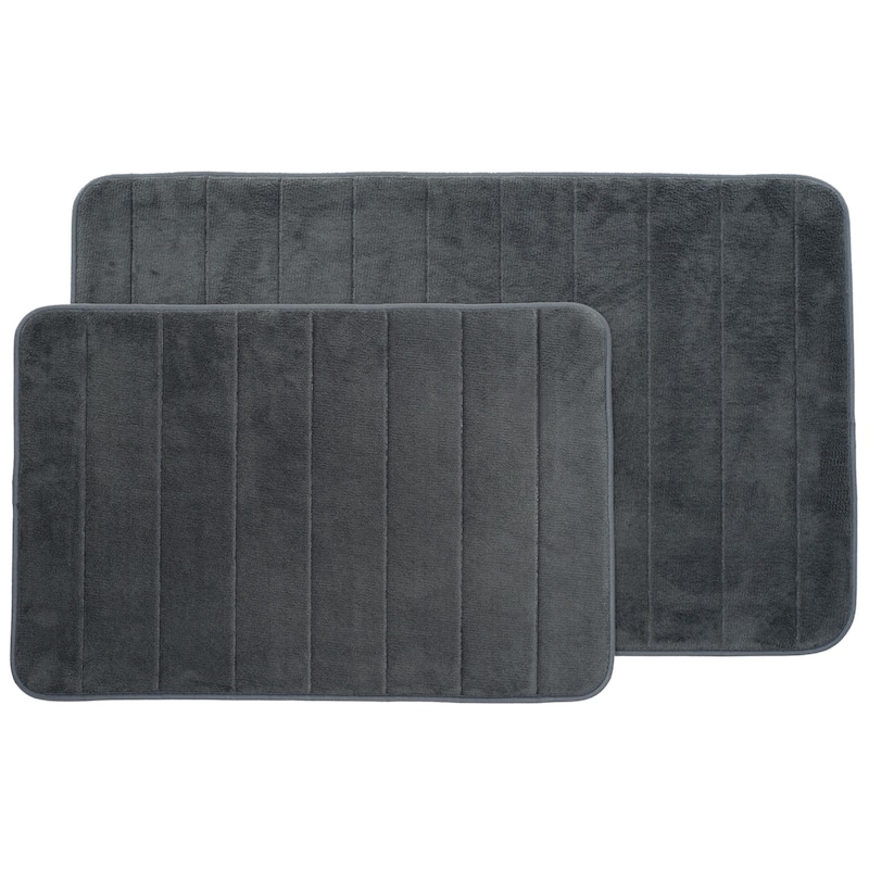 Bathroom Rugs - 2-Piece Memory Foam Bath Mats with Microfiber Top by Windsor Home