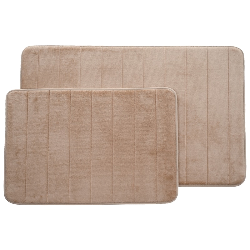 Bathroom Rugs - 2-Piece Memory Foam Bath Mats with Microfiber Top by Windsor Home