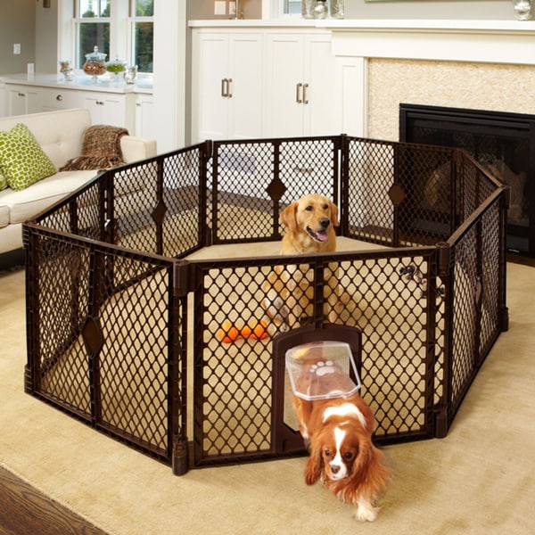 North States Pet Containment Play Pen with Swinging Dog Door Free