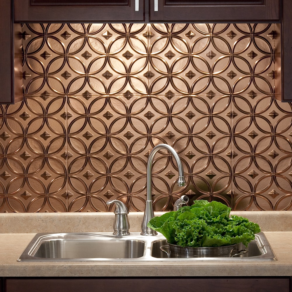 Fasade Easy Installation Rings Backsplash Panel for Kitchen and Bathrooms 18 sq ft Kit Brushed Nickel 