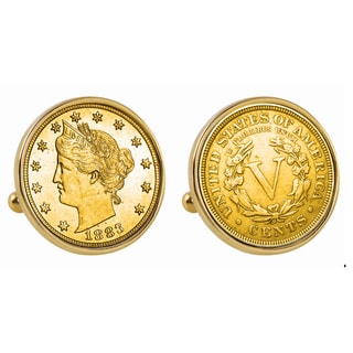 Gold-Layered 1883 First-Year-of-Issue Liberty Nickel Goldtone Coin Cuff Links