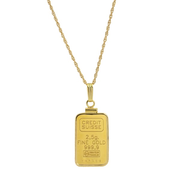 American Coin Treasures 1 gram Gold Ingot Pendant Necklace