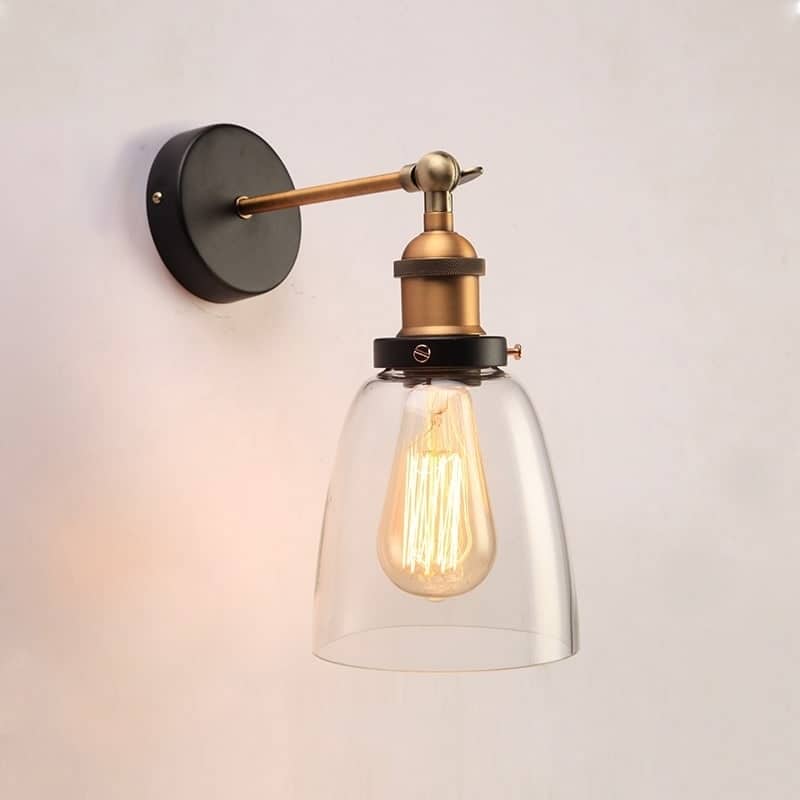 Barbara Black and Bronze 1-light Clear Glass Edison Wall Lamp