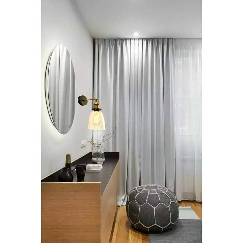 Barbara Black and Bronze 1-light Clear Glass Edison Wall Lamp