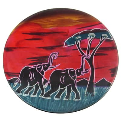 Handmade African Sunset Soapstone Round Plate (Kenya) - 6"D