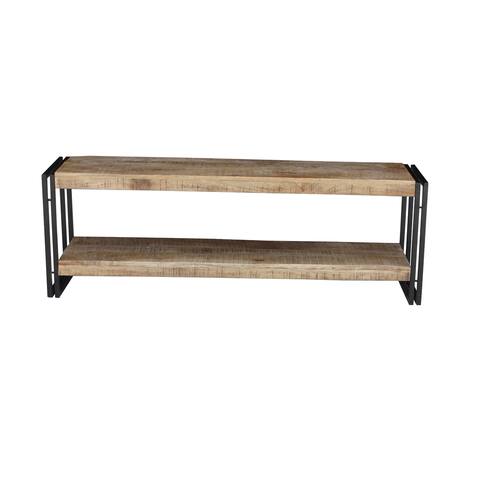 Handmade Timbergirl Reclaimed Wood and Metal Bench with Shelf (India) - 60"