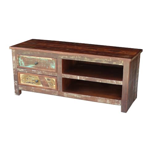 Handmade Multicolor Recycled Wood TV Stand (India) - 48" x 18" x 20"