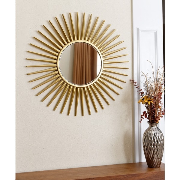 Shop Abbyson Alexia Round Gold Wall Mirror Free Shipping Today
