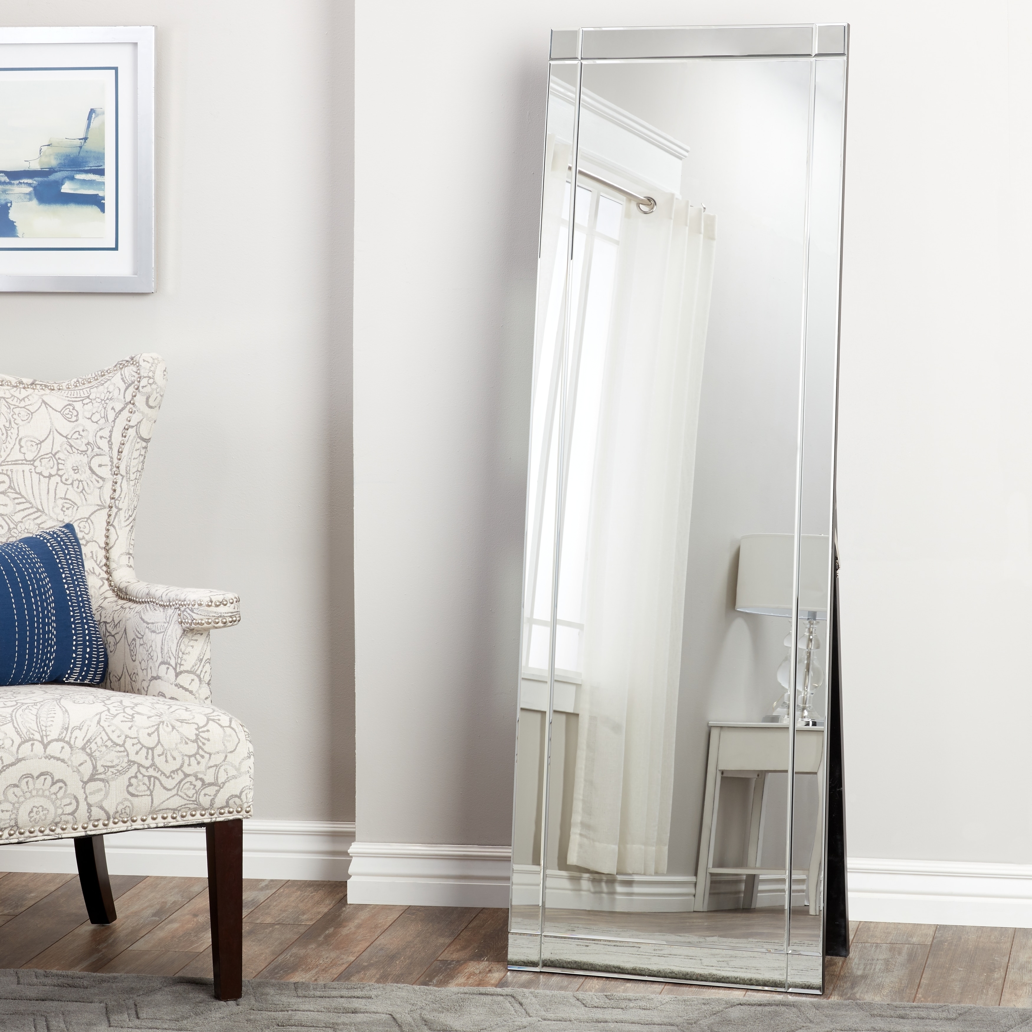 Clarendon Silver Glam Standing Full-length Floor Mirror