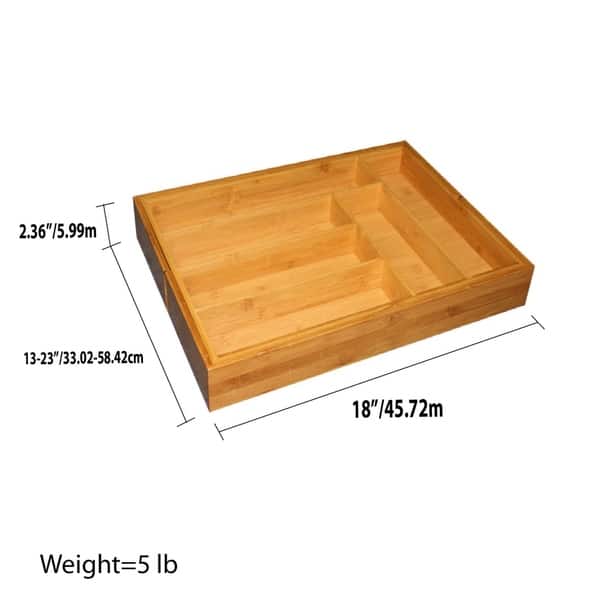 Home Basics Bamboo Expandable Cutlery Tray Brown On Sale