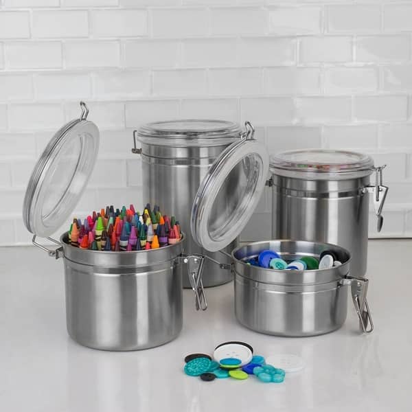 Stainless Steel Airtight Canister Food Container - On Sale - Bed Bath &  Beyond - 32034567