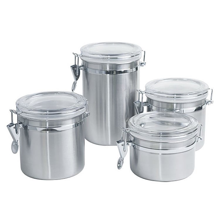 Home Basics 4-piece Stainless Steel Canister Set Silver 857198100674 | eBay