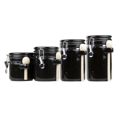 Home Basics 4-piece Ceramic Canister Set with Spoon