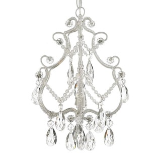 Wrought Iron and Crystal White Chandelier Pendant (white) - Chandeliers For Bedrooms by Overstock.com