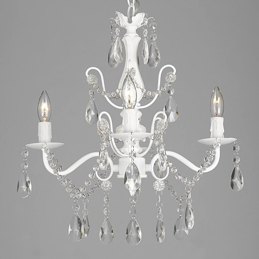 Silver Orchid Keaton Wrought Iron and Crystal White 4-light Chandelier Pendant