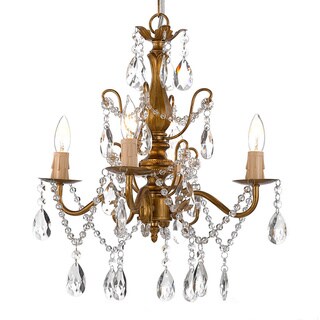 Copper Grove Lutea Wrought Iron and Crystal Gold 4-light Chandelier Pendant (gold) - Chandeliers For Bedrooms by Overstock.com
