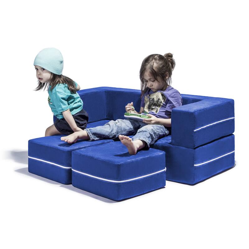 Jaxx Zipline Modular Kids Loveseat with Ottomans